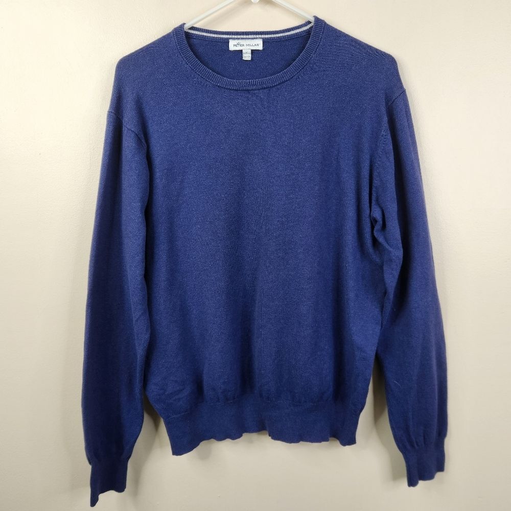 Peter Millar Pima Cotton Silk Cashmere Blend Long Sleeve Pullover Sweater Medium